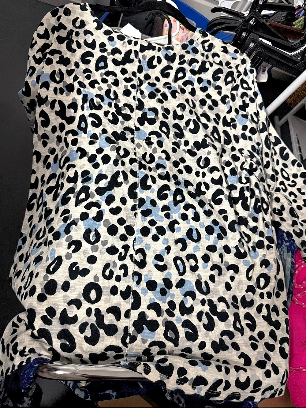 Chico's Animal Print Blouse in White & Black Size 3